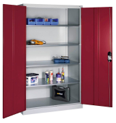 Stahlschrank 8932-052 S10300 lichtgrau, rubinrot 120,0 x 60,0 x 195,0 cm, aufgebaut